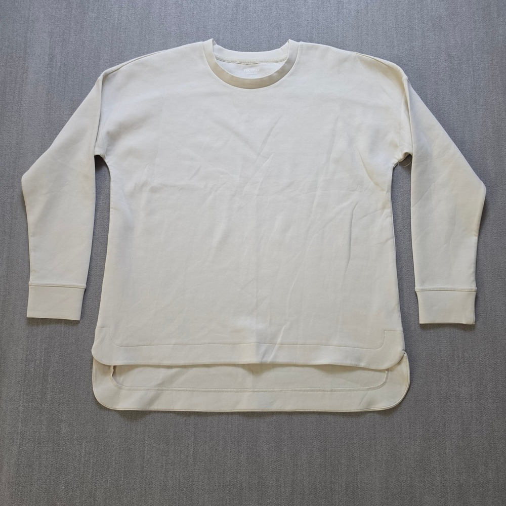 Tek Gear Sweatshirt Women L Cream Ultracomfort High-Low Hem Slits